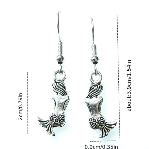 Silver Tone Mermaid Earrings NEW NWT - Picture 3 of 3